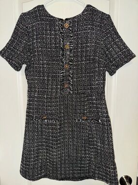 NWT Black & White Tweed Short-Sleeve Dress